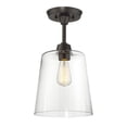thumbnail image 1 of Meridian M60010ORB 1 Light Semi Flush - Clear Glass Shade with Oil Rubbed Bronze, 1 of 1