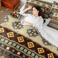 thumbnail image 4 of Feelyou Brown Bohemian Aztec Bedding Comforter Set 7 Pieces, Hippie Trible Style Full Bedding Set, Retro Western Triangle Reversible Fitted Sheet Flat Sheet, Ultra Soft Bedroom Decor, 4 of 7