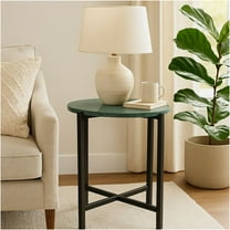 JERFIT 21 Inch Green Marble End Table with Metal Frame, Small Accent Table for Living Room, Bedroom, Office or Dorm