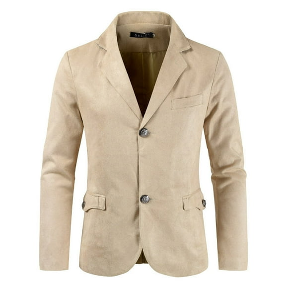 Siilsaa Men Suits Blazer Premium Stretch Classic Fit Sport Coat Suit Jacket Beige,M