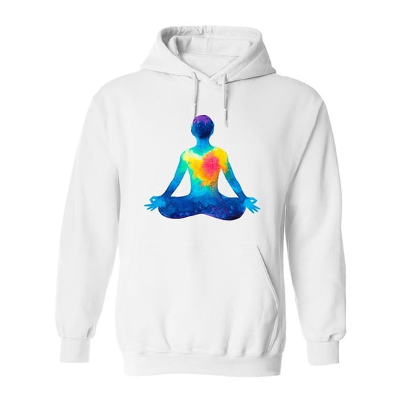 Human Lotus Pose Hoodie Men - Men Hoodie, White, Medium