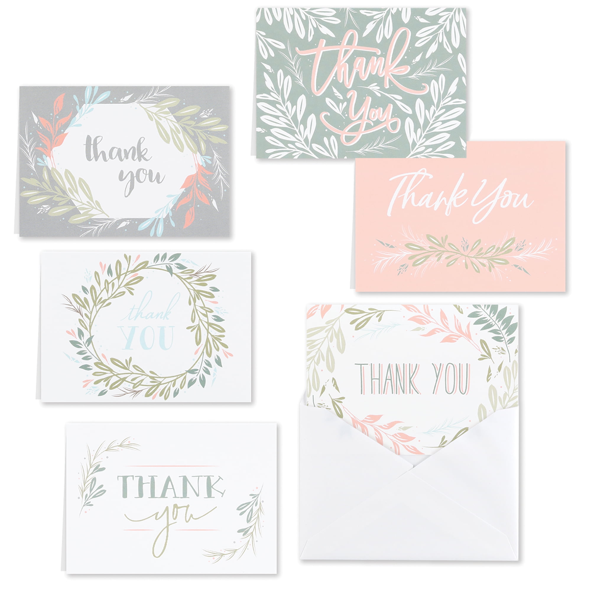 Greenery Thank You Note Card Assortment set of 36