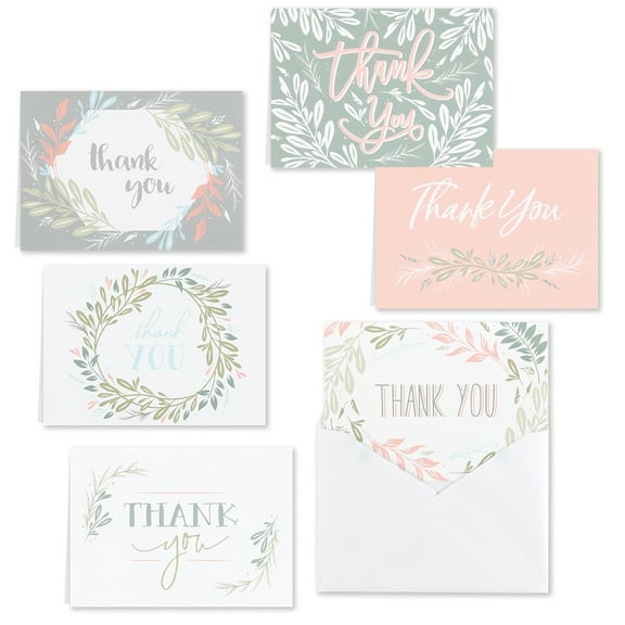 Greenery Thank You Note Card Assortment - set of 36