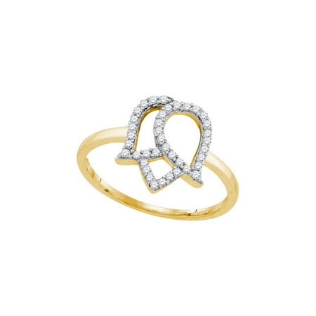 10K Yellow Gold 0.22ctw Fancy Shiny Pave Diamond Ladies Flower Fashion Ring