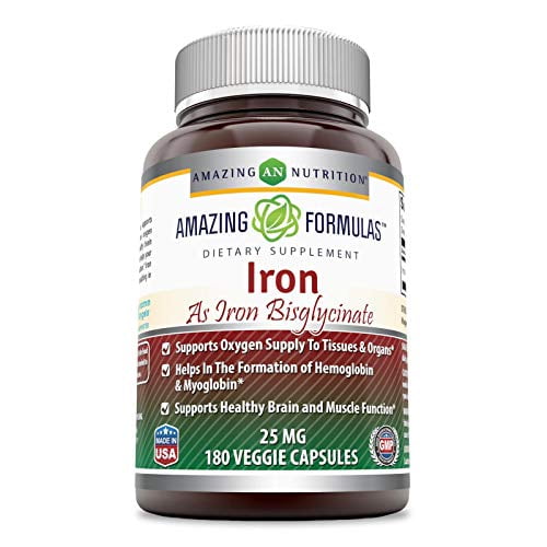 Amazing Formulas Iron as Iron Bisglycinate 25 Mg 180 Veggie Capsules