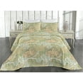 thumbnail image 2 of Ambesonne Vintage Quilted Bedspread Set 3 Pcs, Art Nouveau Retro Floral, Queen, Pistachio Green and Peach, 2 of 4