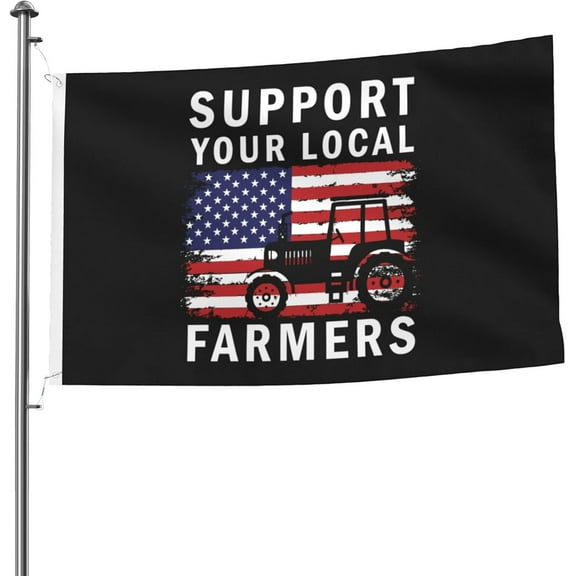 Support Your Local Farmers Usa Flag Flag 5x8 Ft Double-Sided Flags Outdoor Large Size Heavy duty Decorative Banner Du