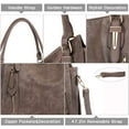 thumbnail image 4 of JOYSON Handbags for Women Shoulder Tote Zipper Purse PU Leather Top-handle Satchel Bags Ladies Medium A-sepia Brown, 4 of 5