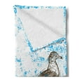 thumbnail image 2 of Seagulls Soft Flannel Fleece Blanket, Gulls Resting on Wooden Pillars Grungy Sketched Print with Abstract Backdrop, Cozy Plush for Indoor and Outdoor Use, 50" x 60", Blue White Brown, by Ambesonne, 2 of 5