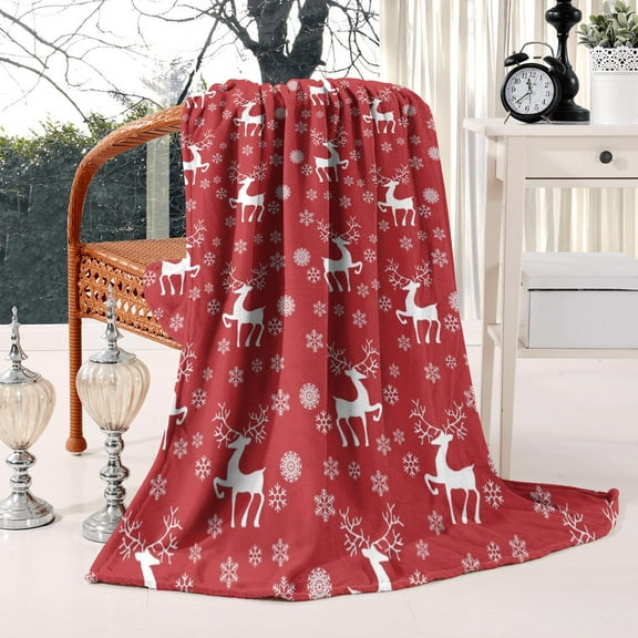 Christmas Blanket Santa Claus Deer Flannel Throw Blanket Soft Plush Snowman Blanket for Couch Sofa Bed Merry Christmas Home Decor 50x60”
