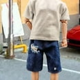 thumbnail image 6 of Kokiya 1/6 Scale Men Figure Short Pants Handmade Doll Clothes Blue with Holes, 6 of 9