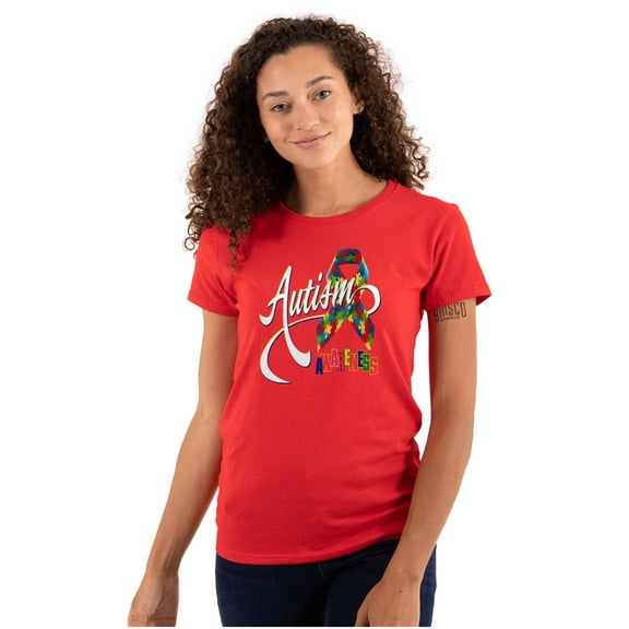 Autism Awareness Disabled Autistic Womens Slim Fit Graphic Tee Brisco Brands S