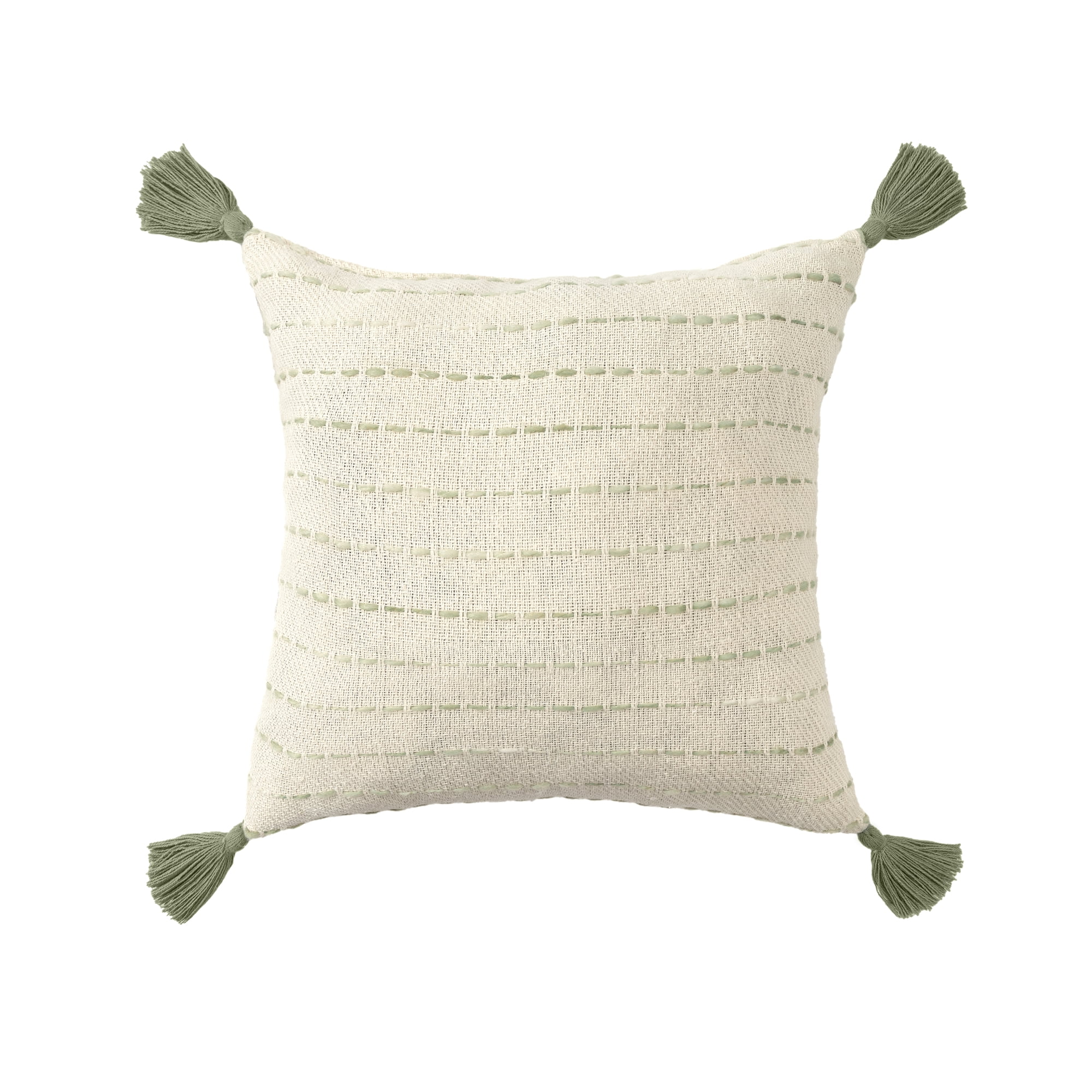 Harlow Hill Melanie 20" x 20" Sage/Ivory Striped Cotton Blend Adult Decorative Throw Pillow Cover