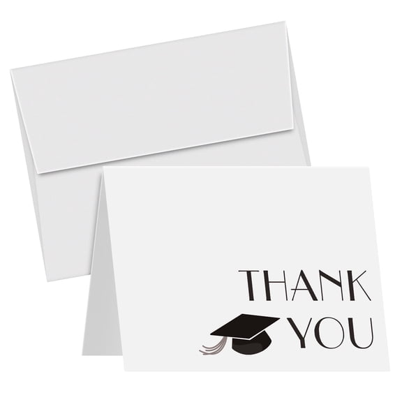 Graduation Cards 2026 – Thank You Card - Cute and Stylish Greeting, Appreciation, Celebratory Greeting Cards | 4.25 x 5.5” When Folded (A2 Size) | 80lb Cover (216gsm) | 10 per Pack
