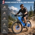 thumbnail image 6 of ZNH 1000W Peak Powerful Electric Bike for Adults, Max 20MPH, Class 2 E‑Bicycle w 48V 13AH Removable Battery, 26'' Electric Mountain Bike for Men, UL2849, 7‑Speed, Blue, 6 of 11