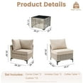 thumbnail image 3 of Vcatnet 5 Pieces Patio Outdoor Conversation Set All Weather Furniture Wicker Sofa Set with Solar Lamp Coffee Table,Beige, 3 of 7