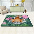 thumbnail image 2 of Dreamtimes Tiger Leaves Flowers Area Rug, 36"x24" Tropical Forest Animal Non-Slip Washable Indoor Door Mat, Absorbent Floor Mat for Bedroom Kitchen Entryway Bathroom, 2 of 7