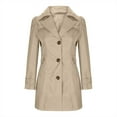 thumbnail image 3 of Women's Lapel Button Down Trench Coat Casual Long Sleeve Pockets Jackets Coat Classic Belted Overcoat, 3 of 5