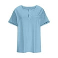 thumbnail image 4 of Delliss Women's Summer Notch V Neck Plus Size Blouse Short Sleeve Basic Loose T-Shirt, 4 of 5