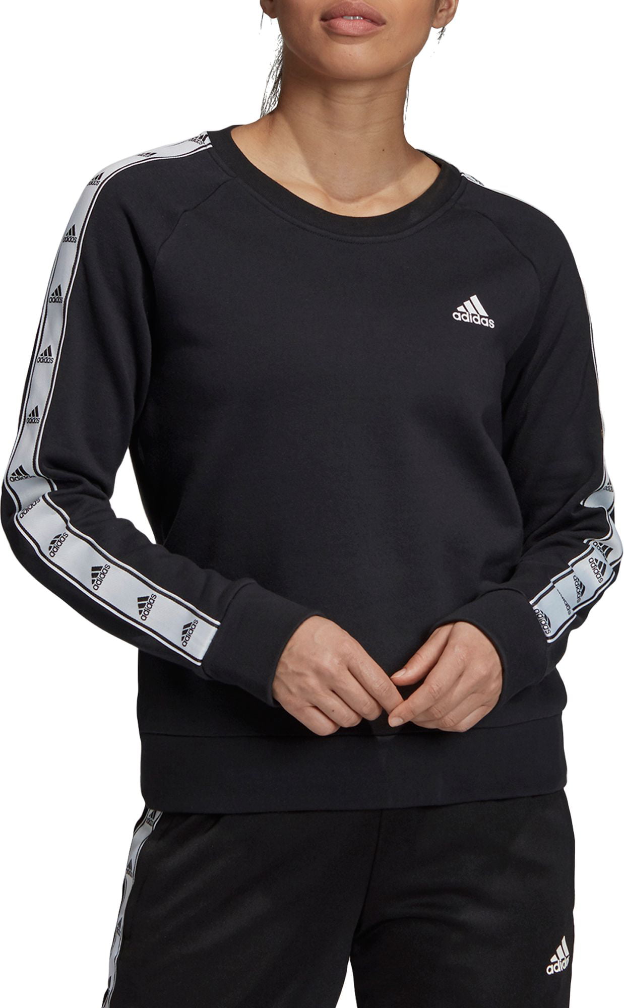 adidas women's tiro tape crewneck sweatshirt