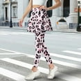 thumbnail image 2 of SCRAWLGOD Leopard Print Pink Black Women's Fashion Skirted Leggings Breathable Stretchy Athletic Tights High Waist Elastic Pickleball Skorts Leggings for Vacation Camping, S, 2 of 7