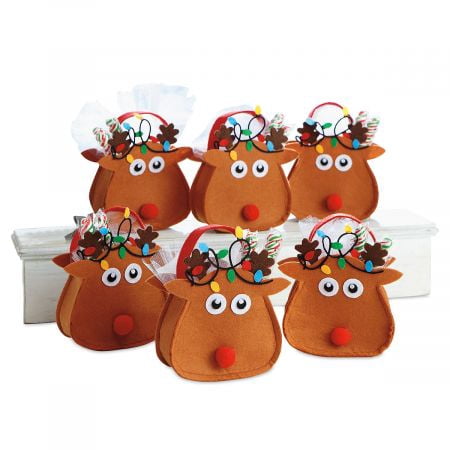 Reindeer Felt Treat Bag - Set of 6 (1 design)