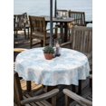 thumbnail image 2 of Outdoor Tablecloth with Umbrella Hole for Patio/Picnic/Party/Camping, Ocean Shell Waterproof Table Cloth Round Cover Washable, Summer Coastal Seashells Texture Light Blue (Dia 60"), 2 of 8