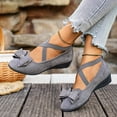 thumbnail image 2 of Women's Bowknot Suede Dress Ballet Flats Low Wedge Pointed Toe Slip On Loafers with Elastic Ankle Strap Casual Dress Shoes White Size 9.5, 2 of 9