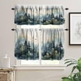 thumbnail image 3 of Forest Kitchen Valance Curtain, Watercolor Style Nature Woodland Green Forest Mountain Plant Pattern Window Treatment Rod Pocket Drapes for Bedroom Office Living Room Cafe Decor 54x18inch, 3 of 5