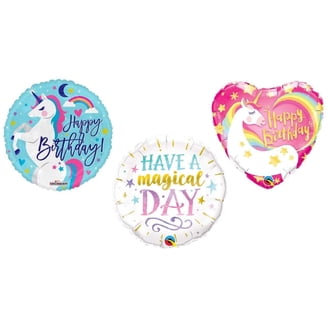 Qurly Walking Unicorn Balloon Set (5 Pack) - Rainbow Mylar Foil Helium Balloons For Birthday Parties & Celebrations