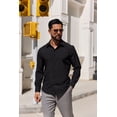 thumbnail image 2 of sogami Mens Wrinkle Free Dresses Shirt Formal Long Sleeve Black Button Up shirt, 2 of 9