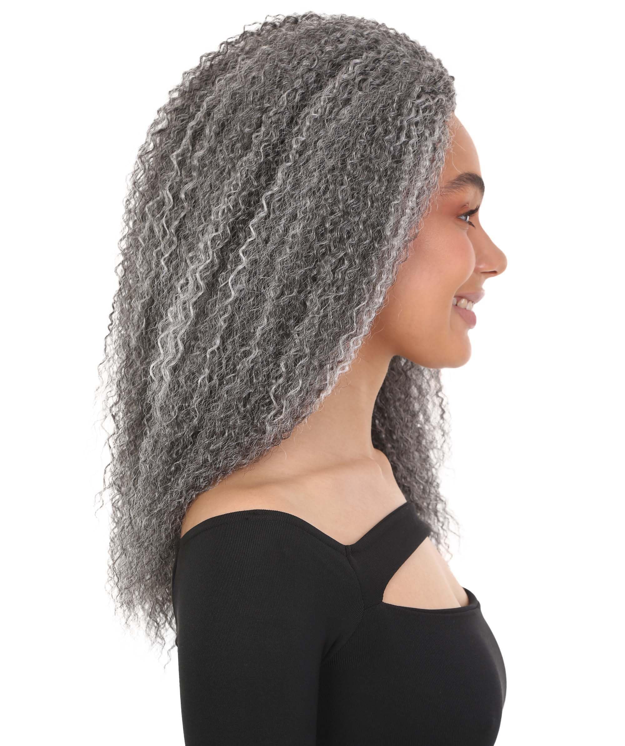 LUXLUXE Adult Women's Rosario Half Wig – 20-Inch Curly Body Wave, Ash Gray, Heat-Resistant Human Hair Blend