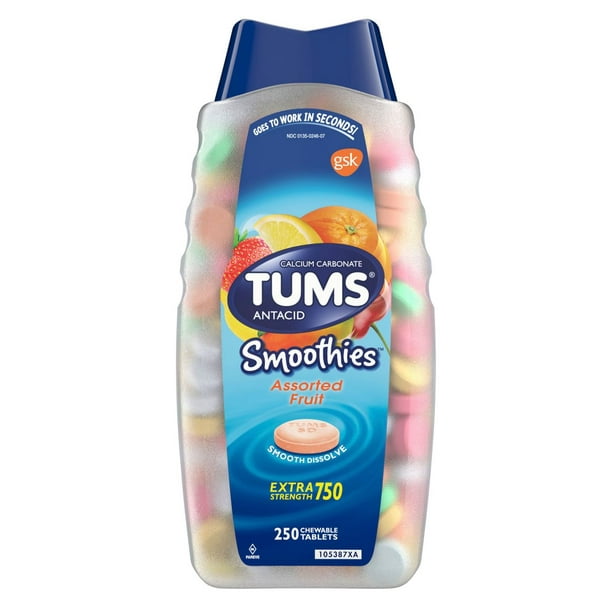 Product of Tums Smoothies Assorted Fruit Flavor Chewable Tablets, 250