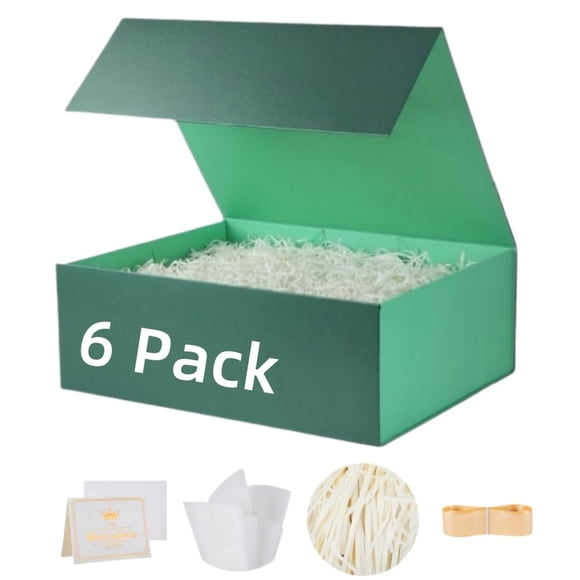 Caja de regalo Ouering, paquete de 6, 24 x 15 x 8 cm, tapa magnética