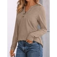 thumbnail image 3 of FUNING Women's Long Sleeve Shirts 2025 Fall Henley Dressy Casual Tops Trendy Blouses Cute T-Shirts Outfits Clothes, 3 of 6