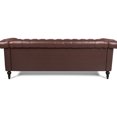 thumbnail image 4 of 85.88 Inch Width Traditional 3 Seater , Dark Brown Pu, Square Arm, Removable Cushions, Classic Style For People, Arms, Pu Leather, Comfort And Combined, 4 of 5