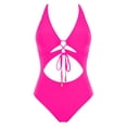 thumbnail image 4 of XIYON&nbsp; One Piece Swimsuit Women Elegant Solid Color Swimsuit For With Deep V Neck Adjustable Drawstring And Ruched Detailing Swimwear For Beach Or Pool Summer Beach Swimwear, 4 of 4