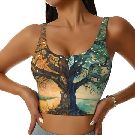 Matuu Seasonal Tree Reflection for Women s Sports Bra - Soft  Comfortable and Breathable Sports Vest for Yoga  Fitness  and Dance-XX-Large