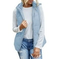 thumbnail image 2 of Usmixi 2025 Puffer Jacket for Women Winter Womens Hooded Vest Coat Winter Warm Thickened Sleeveless Cotton Down Jacket Open Zip up Casual Pocket Solid Sleeveless Quilted Outwear Weekly, 2 of 7