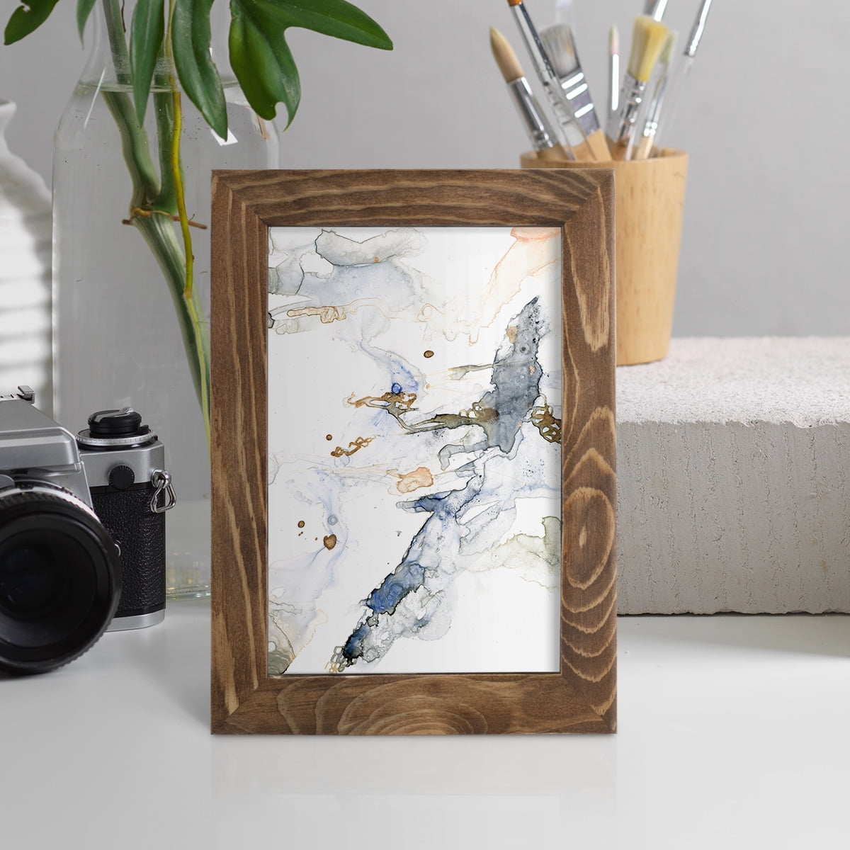 Organic Interlace I -Framed Print w/glass-Walnut