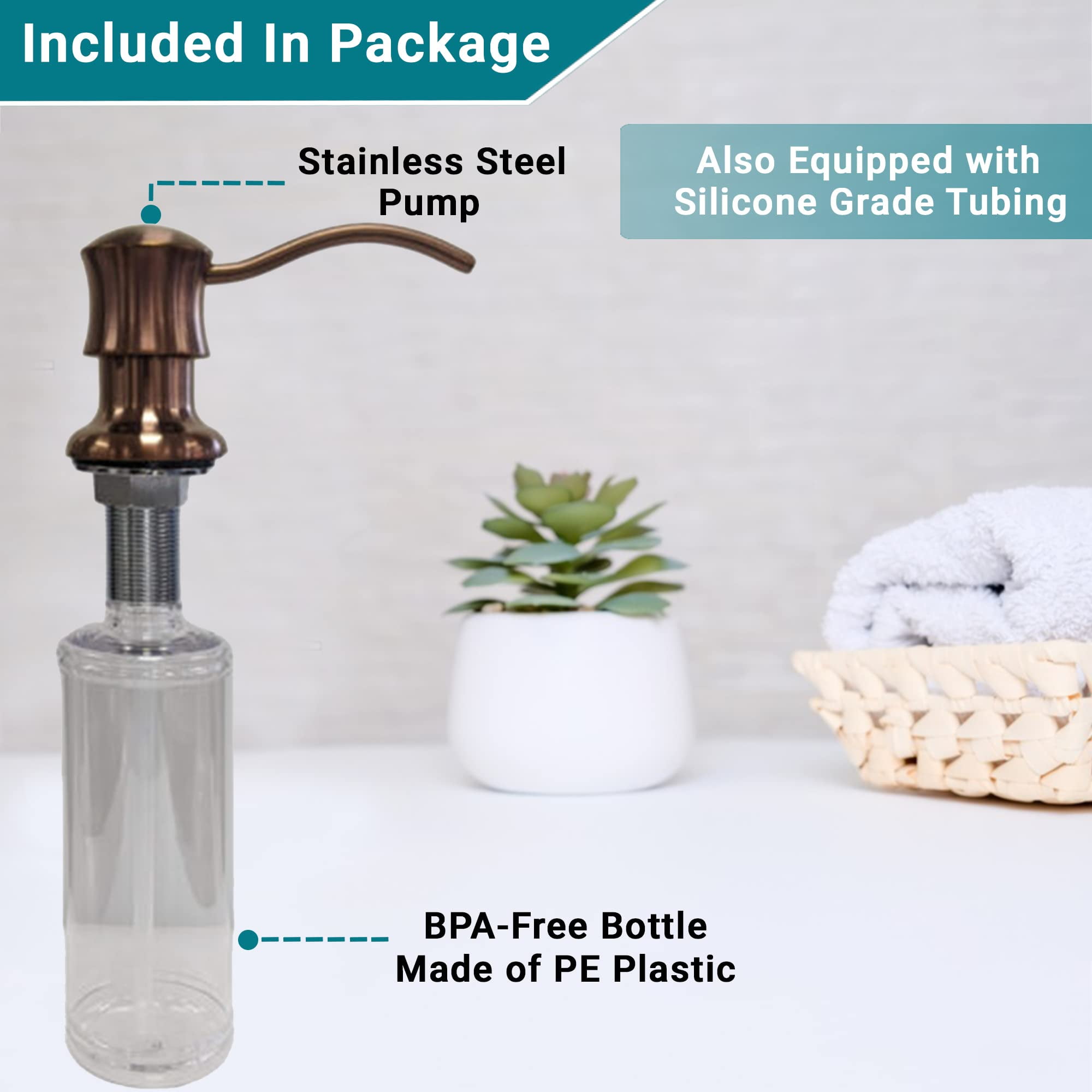 Strictly Sinks Traditional Liquid Soap Dispenser - Stainless Steel Refillable Dish Soap Dispenser