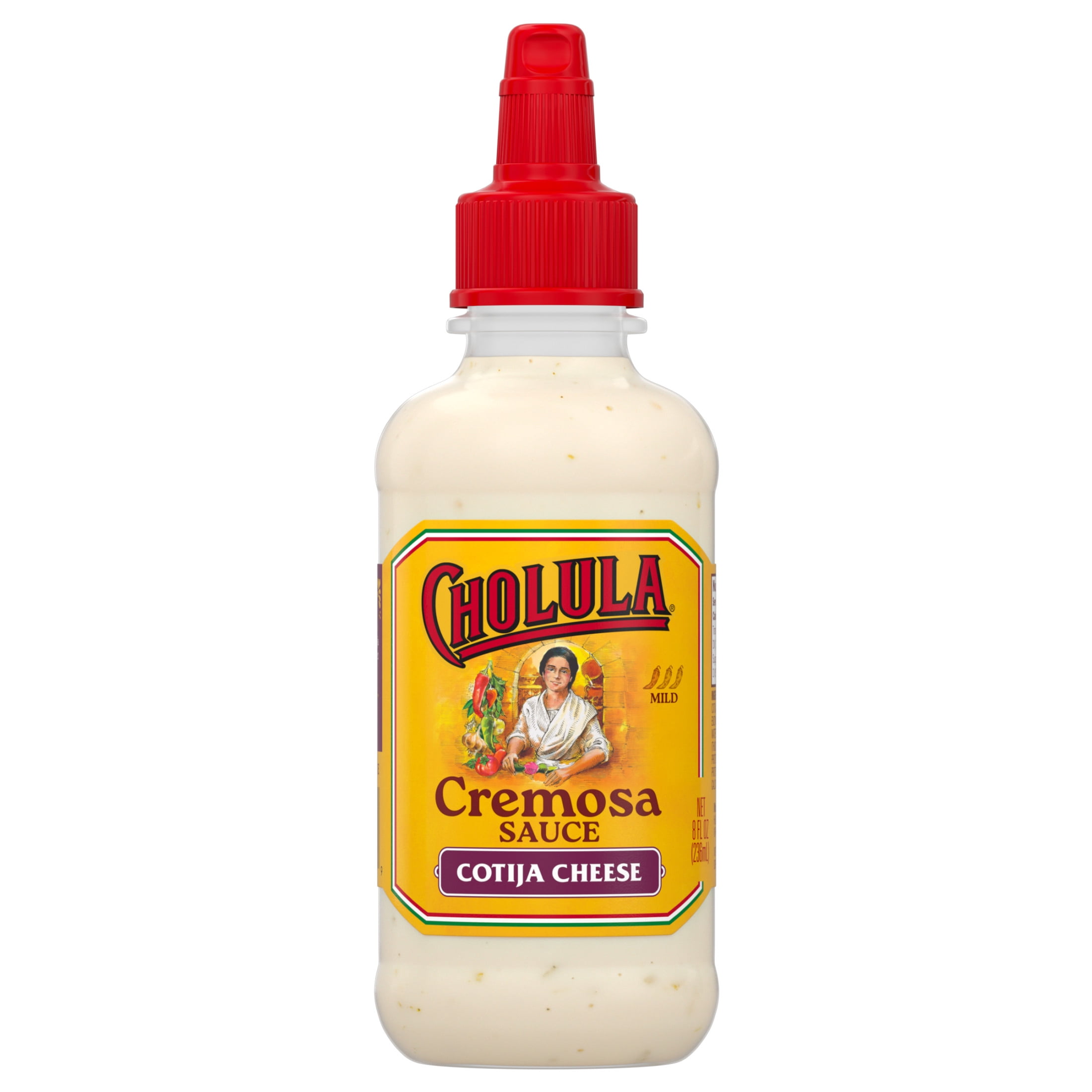 (2 pack) Cholula Cremosa Cotija Cheese Sauce in Resealable Plastic Bottle, 8 fl oz