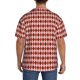 thumbnail image 3 of Balery Red and Brown Squares Camisa Casual de Manga Corta con Botones para Hombre, Texturizada, Estilo Cubano, para Playa, Verano-Large, 3 of 5