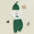 thumbnail image 2 of Newborn Infant Baby Girl Boy Golf Outfit Daddy's Future Golfing Buddy Short Sleeve Romper +Golf Pants +Hat 3Pcs Clothes Set, 2 of 7