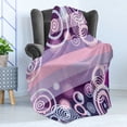 thumbnail image 4 of Geometric Soft Flannel Fleece Throw Blanket, Circles Rounds Bold Borders in Middle 70s 80s Vintage Design, Cozy Plush for Indoor and Outdoor Use, 50" x 70", Hot Pink Magenta, by Ambesonne, 4 of 5