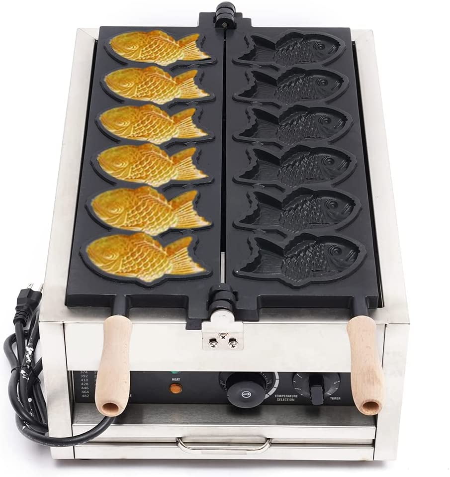 Commercial Fish Shape Waffle Baker 6 Holes Electric Waffle Maker
