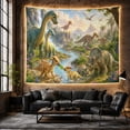 thumbnail image 6 of Dinosaur Herd in a Lush River Valley, Playful Illustration for Dinosaur Lovers, Prehistoric Nature Decor, Birthday Gift, Tapestry Wall Hanging for Bedroom, Living Room and Dorm, 6 of 7