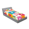 thumbnail image 2 of Ambesonne Floral Fitted Sheet & Pillow Sham Set, Sixties Inspiration, Twin, Multicolor, 2 of 2