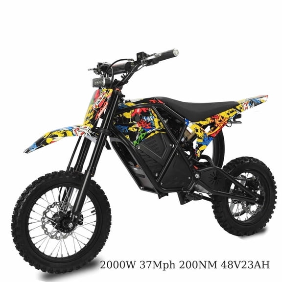 3000W(Peak) Electric Dirt Bike for Teens & Adults,37MPH Off-Road EBike,48V23AH Removable Battery E Bikes, 14"/12" Fat Tires Bicycle, Hydraulic Brakes Mountain Trail Motorcycle for Ages 13+