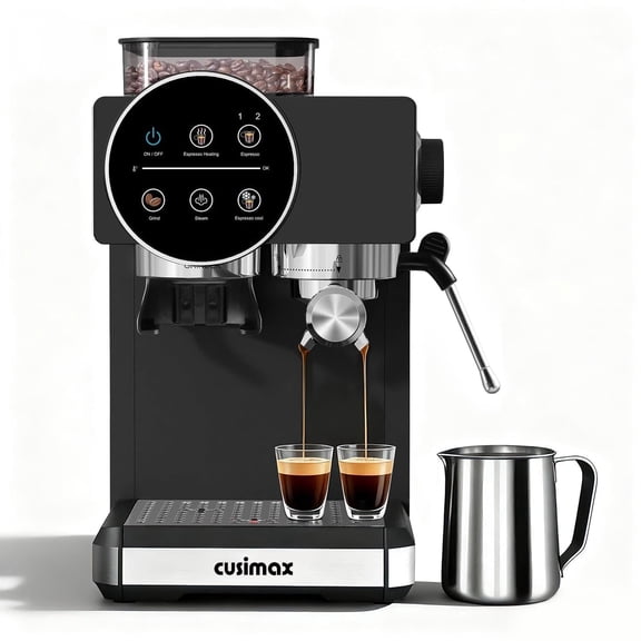 CUSIMAX 20‑Bar Espresso Machine with Built‑in Grinder & Milk Frother — Professional‑Grade Cappuccino & Latte Maker with Large Removable Water Tank for Home Baristas